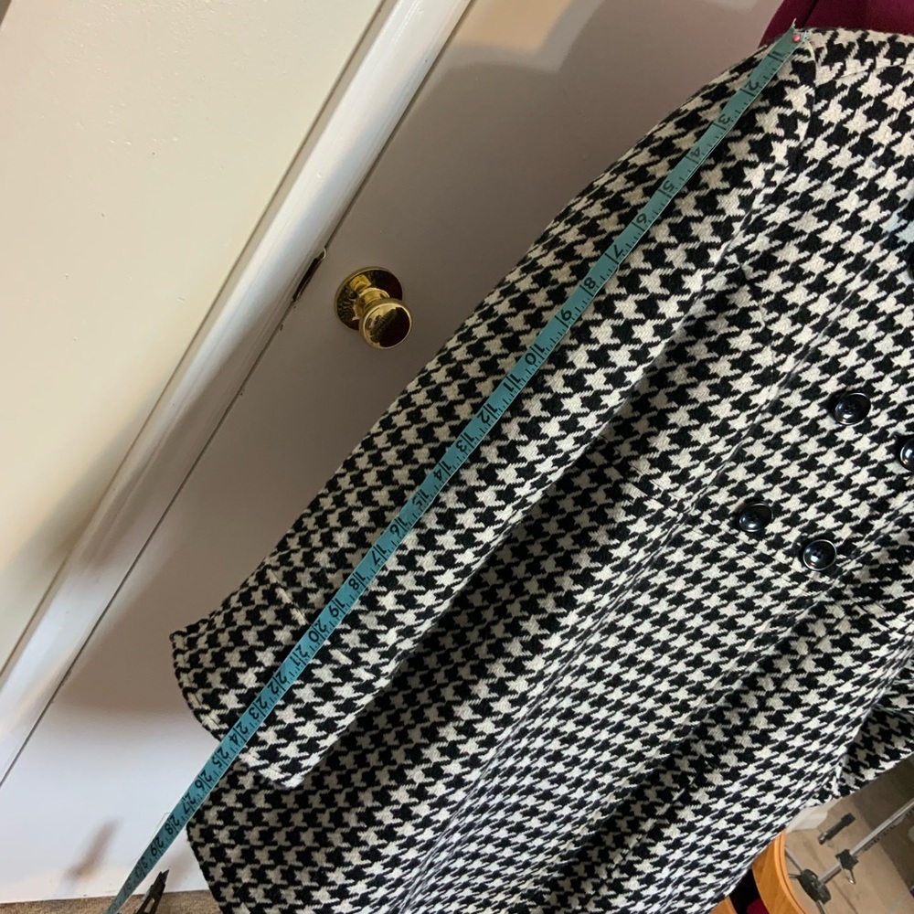 Like New Cato Wool Blend Geometric Pea Coat Herringbone Black/White - Picture 13 of 16